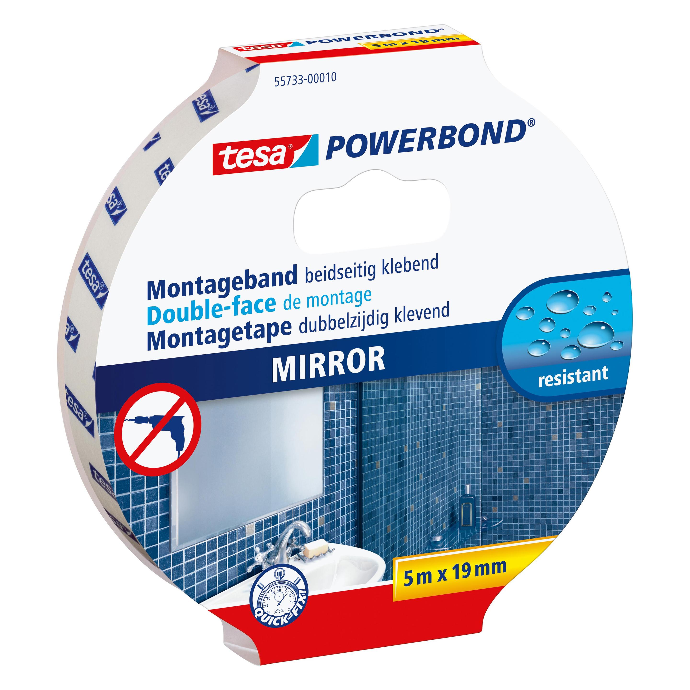 tesa Powerbond MIRROR doppelseitiges Montageband für Spiegel (19 mm) (55733-00010-08)
