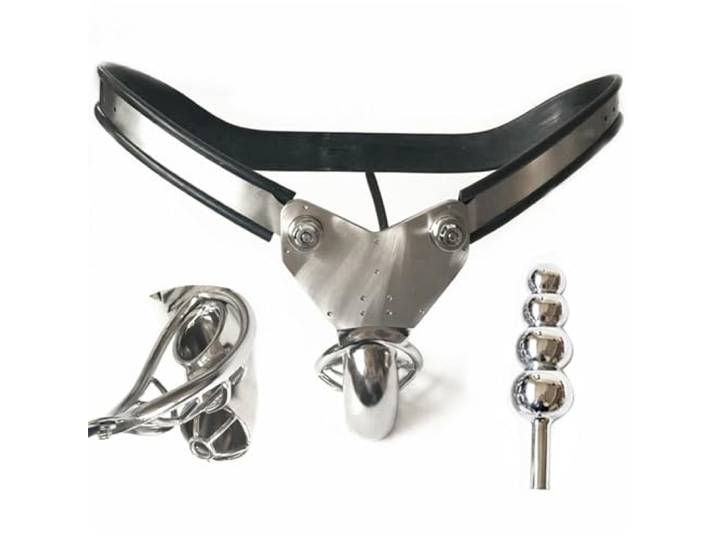 Edelstahl Keuschheitsgürtel Für Herren, Abschließbar Unsichtbar Chastity Belt SM Bondage Peniskäfig Chastity Cage Mit Analplug Keuschheit Gerät Fetisch Sklaven Sex Spielzeug Für Männer