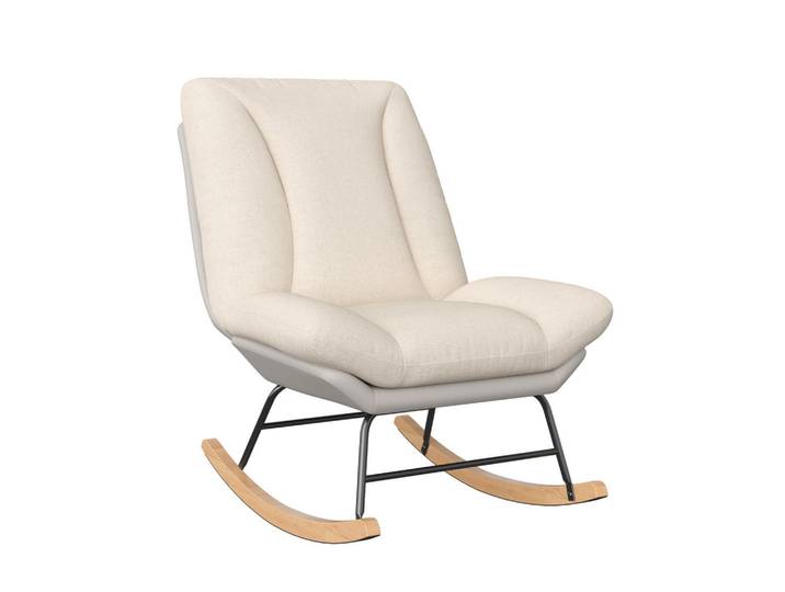Shopentra Schaukelstuhl beige-grau 5-fach verstellbar kissen, Ecru, 74x100x90.5 cm, Wohnzimmer, Sessel, Schaukelstühle