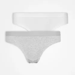 SNOCKS Brazilian Slip Waist Band Women, 2pcs Mix (Grey/White) - L