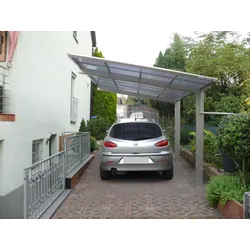 agadon Aluminium Carport Design Pultdach 495 x 273 cm 75 kg/qm Edelstahl-Look