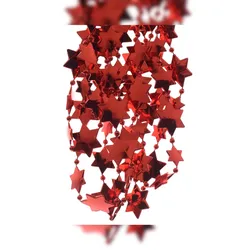 Christmas Decorations 1 Perlenkette mit Sternen Kunststoff 2,7 Meter Weihnachtsbaum Deko Sternenkette Weihnachtsbaumkette Christbaumschmuck Weihnachtsdeko Weihnachtsrot