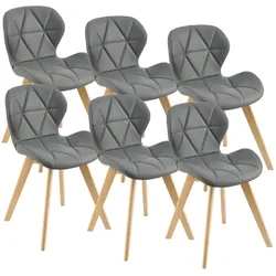 Esszimmerstuhl Älmhult 6-er Set 78x47x52 cm Kunstleder Grau [en.casa]