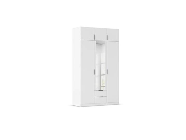 Rauch Möbel LAGOA, Kleiderschrank, Farbe Weiß, Breite 136 cm Schrank, 6-türig, Spiegel, 2 Schubladen, Zubehör Basic, für Schlafzimmer, Kinderzimmer, Babyzimmer, Garderobe