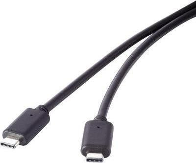 Renkforce USB-kabel USB 3.2 Gen2x2 USB-C naar USB-C, 0,50 meter, zwart, vergulde connectoren, RF-4381068