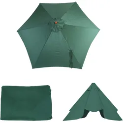 Ersatz-Bezug für Sonnenschirm Lissabon, Sonnenschirmbezug Ersatzbezug, Ø 3m Polyester 6 Streben ~ olivgrün