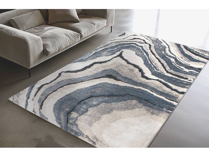 Kurzflorteppich My Bologna Typ B Blau/Blau 60 x 110cm Flachgewebe
