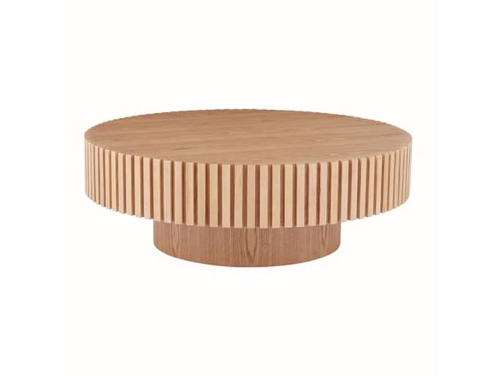 NJLyuhome Elegant Round Coffee Table-MDF Base with Ash Veneer Finish, Modern Design for European Living-Natural, Kaffeebraun