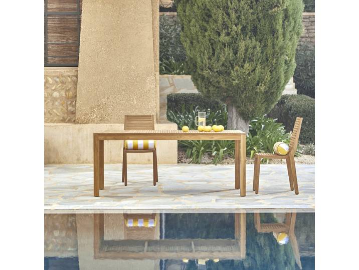 Gartentisch Outdoortisch Teaktisch 180cm Gartengarnitur Terrasse Lattenoptik - Natur