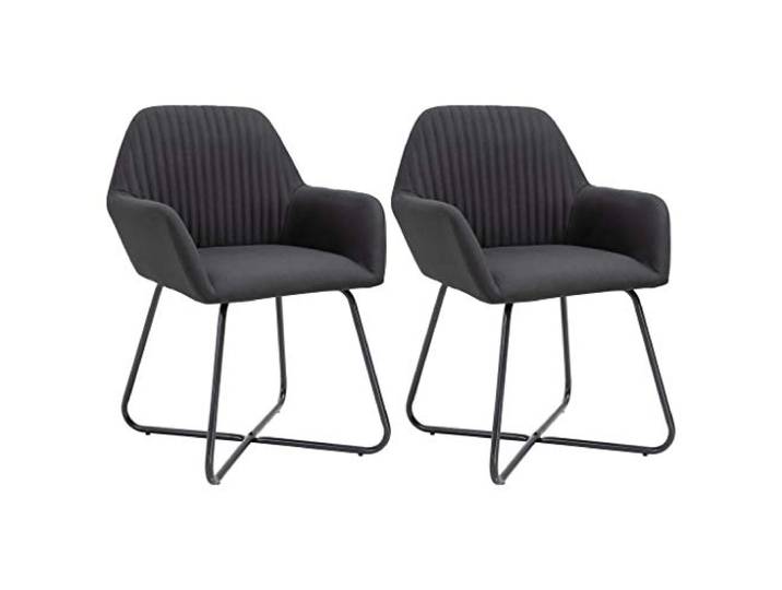 HMDNGOUT Esszimmerstühle 2 STK. Schwarz Stoff Stoffbezug,Stahlbeine pulverbeschichtet,Armlehnen,Rückenlehne,max. 110 kg pro Sitzplatz