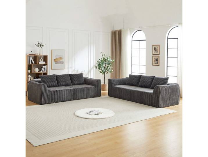 Canapé modulable sans montage - FloraGrace avec assise extra large et éléments faciles à déplacer - Gris