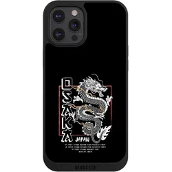 Nivocase Handyhülle für Apple iPhone 12 Pro Max Hülle NIVOpure Case Schwarz Drache Japan Meer (Apple iPhone 12 Pro Max), Smartphone Hülle, Schwarz