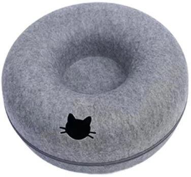 Uplift Treasures Interactive Felt Cat Tunnel Bed dark Gray With Cat Mark l
