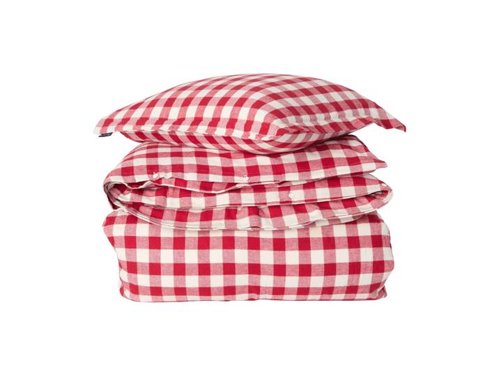 Lexington Ensemble de literie Checked cotton flannel Red-light beige, 50x60 cm/150x210 cm