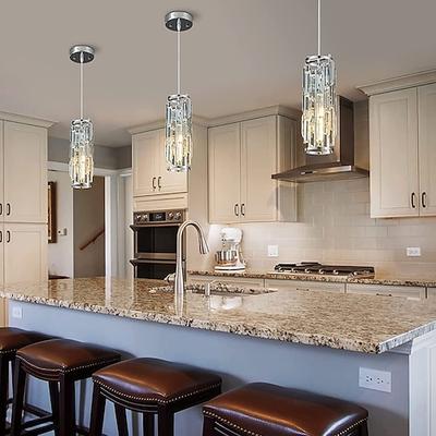 1 Licht Pendelleuchte schwarz moderne Pendelleuchte, Mini-Kristallleuchter, verstellbare Pendelleuchte für Kücheninsel Esszimmer Schlafzimmer