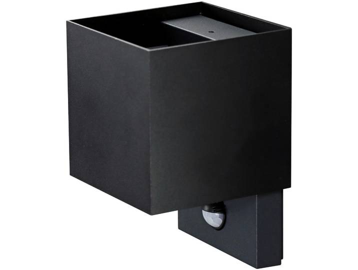 Led-Aussenleuchte Qube Sensor, Schwarz, Metall, quadratisch, 10.2x15.1x10 cm, Europäischer Sicherheitsstandard, Bewegungsmelder, Farbtemperaturwechsler, Lampen & Leuchten, Außenbeleuchtung, Außenleuchten