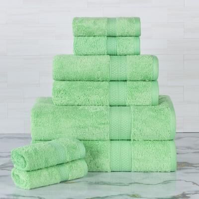 Superior 8 Piece Bath Towel Set, Rayon From Bamboo and Cotton