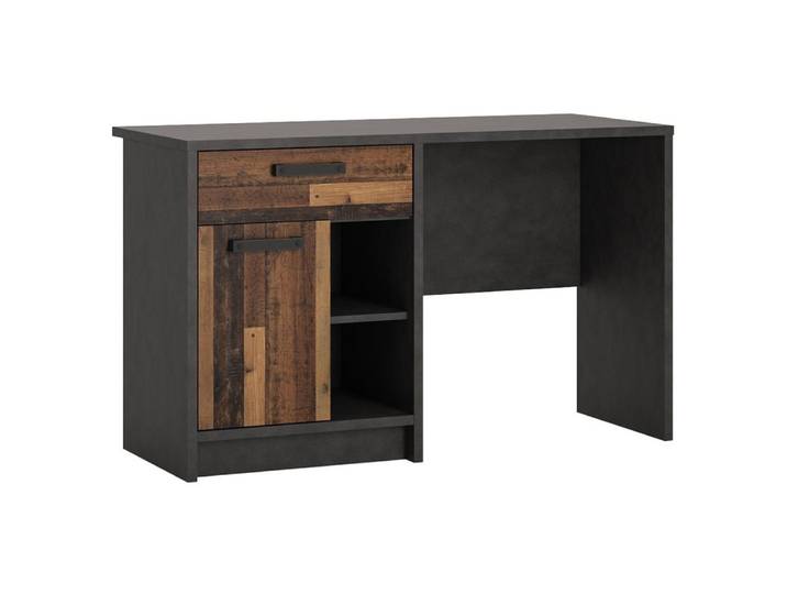 Lomadox Schreibtisch NELSON-129, in grau mit Holz Nb., Jugendzimmer Arbeitsplatz, B/H/T ca. 120/74/52cm