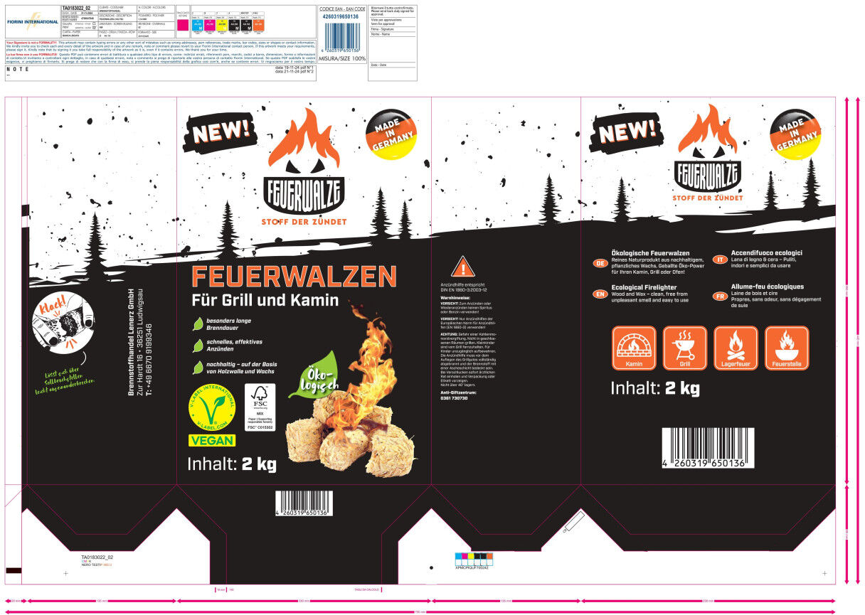Weitere Brennstoffe Lenerz Feuerwalze Zündwolle 2 kg in Papiertüte