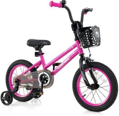 Costway 14 Inch Kids Bike Adjustable Bicycle with Front Basket for Children Aged 4-5 Years Old