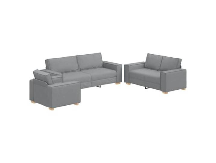 KUTYWEXFM Sofaset 3-teilig Couch Garnitur Hellgrau Leinenmischgewebe Moderne Polstergarnitur fuer das Wohnzimmer mit Sessel, 2-Sitzer und 3-Sitzer Couch aus atmungsaktivem Stoff.