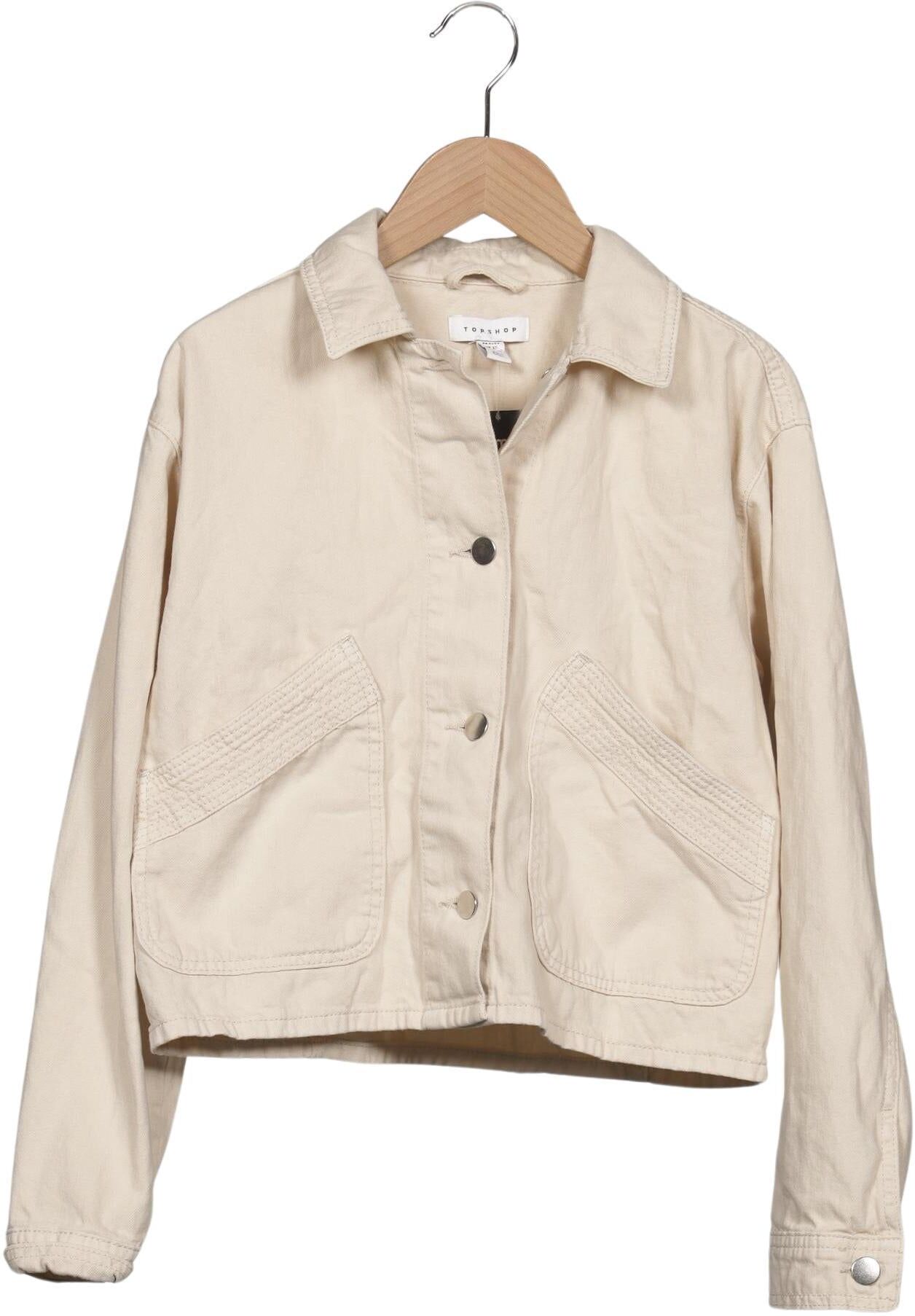 Topshop Damen Jacke, Beige, Gr. EU 32, Baumwolle - Second Hand