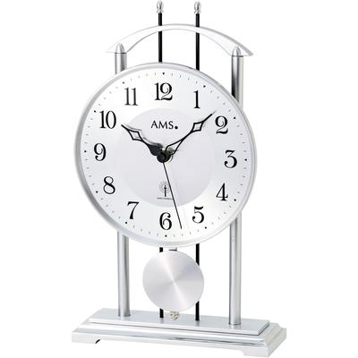Pendeltischuhr AMS, bunt (silberfarben, weiß), Tischuhren, Quarzuhr, Funkuhr, Wohnzimmer, Schlafzimmer, Arbeitszimmer, Büro