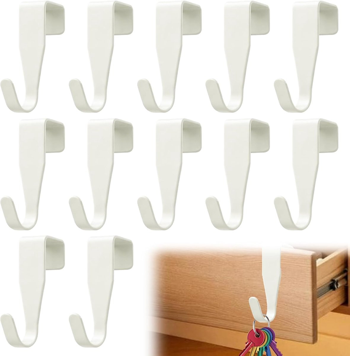 Set van 12 witte deurhaken zonder boren