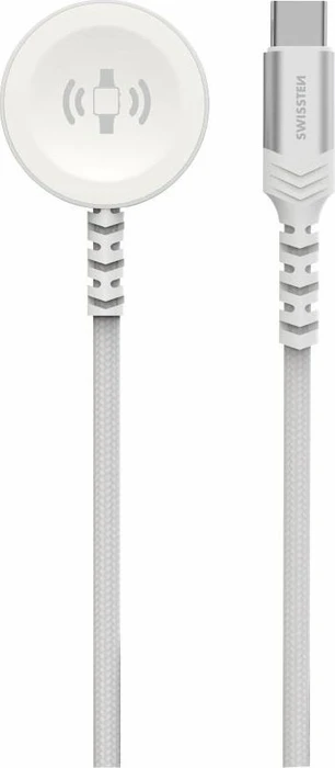 Swissten geflochtenes magnetisches Kabel für Apple Watch Metall, USB-C 1,2 m weiß