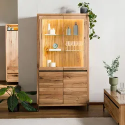 Vitrine Wild-/Zerreiche 105x47x195 natur geölt MONTREUX LUX #115