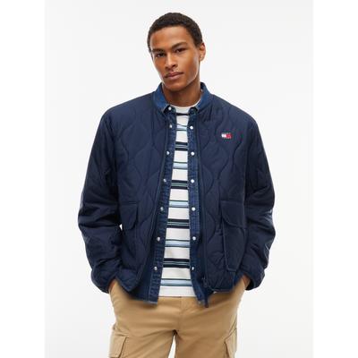 Steppjacke TOMMY JEANS "QUILTING CITY JACKET", Herren, Gr. XL, blau (dunkelblau), Web, Obermaterial: 100% Nylon. Futter: 100% Polyester. Füllung: 100% Polyester, unifarben, regular fit normal, Rundhals, eingesetzt eingefasste Kante, Jacken...