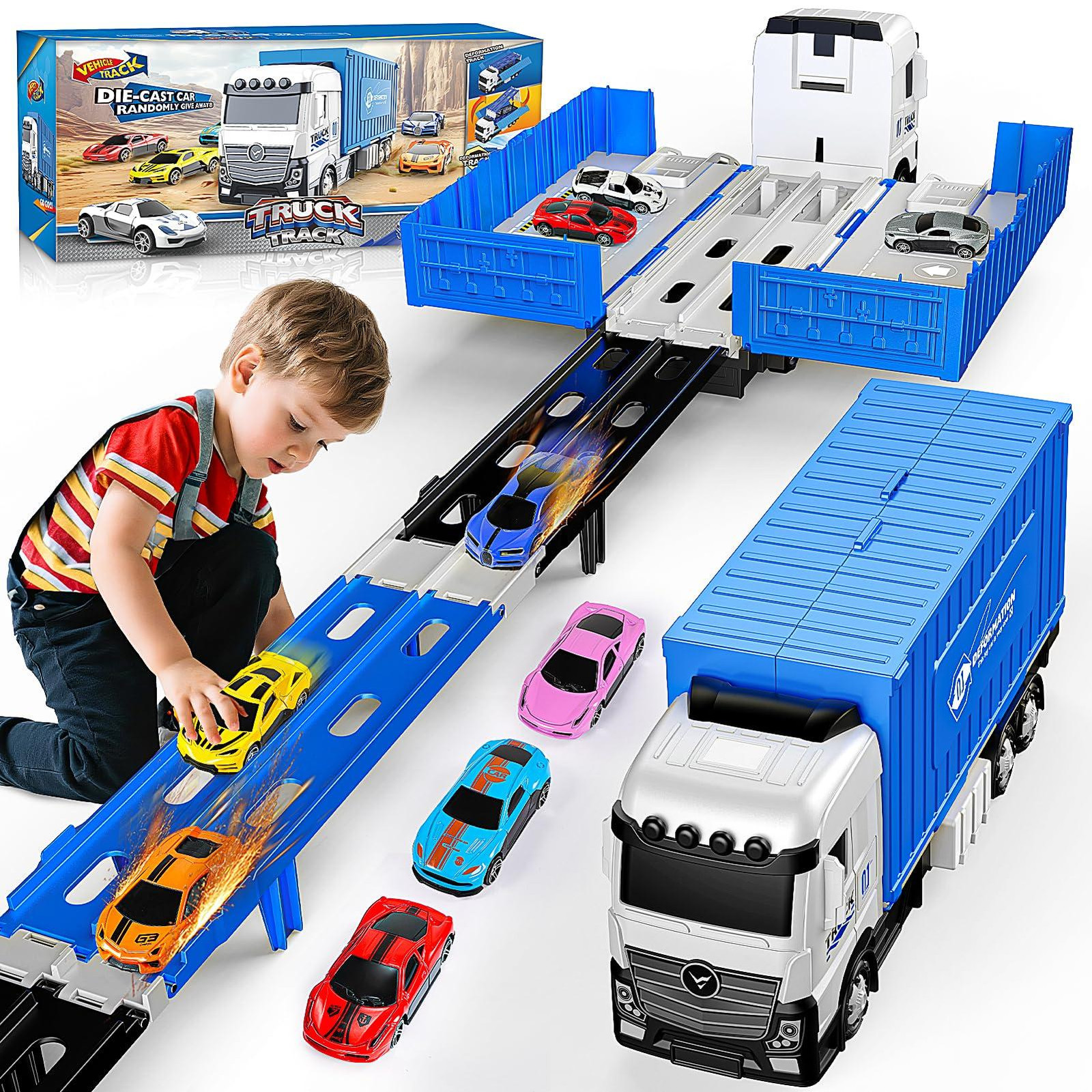 Auto Transporter 158 cm voor 8 raceauto's voor binnen en buiten