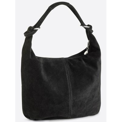 Beuteltasche HEINE, Damen, Gr. B/H/T: 39cm x 49cm x 2cm, schwarz, Leder, unifarben, Taschen Beuteltasche