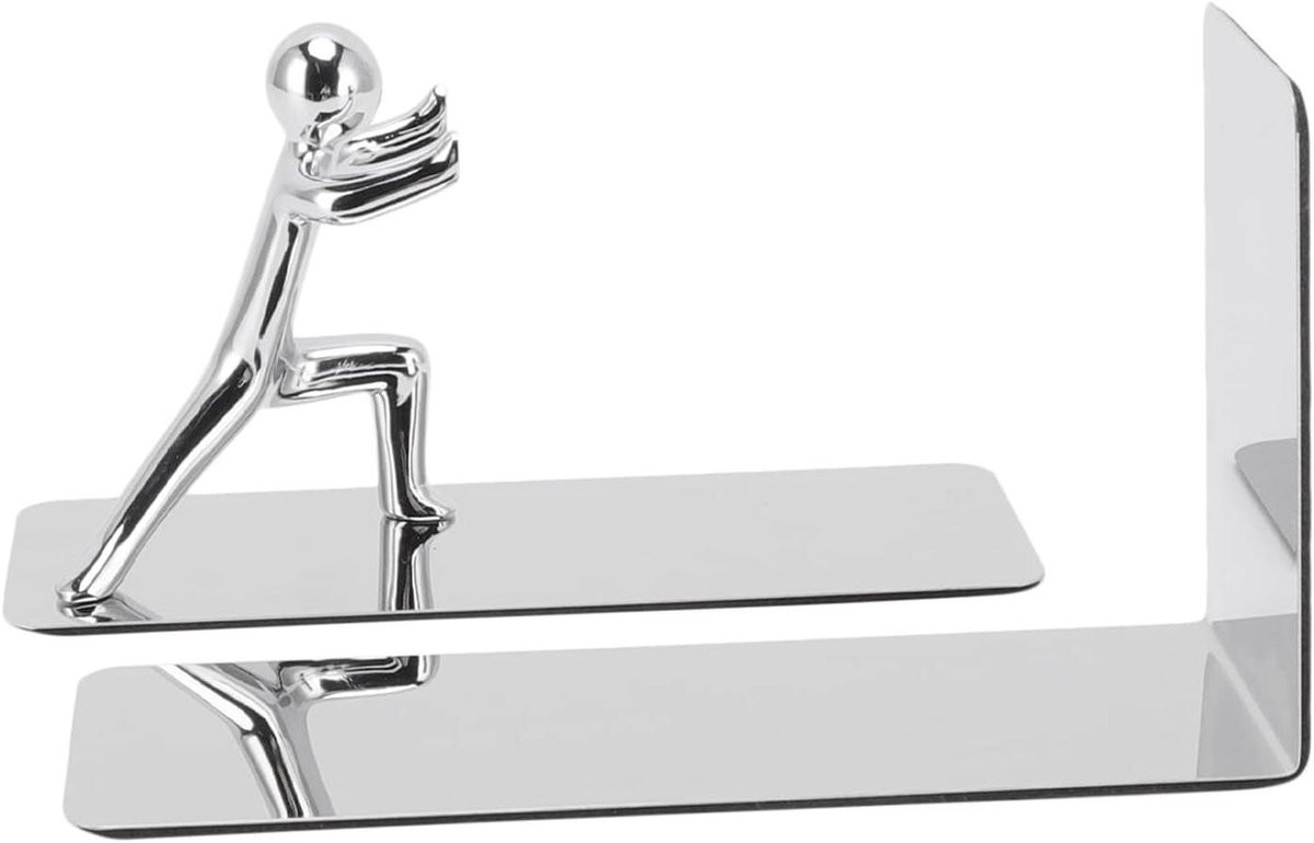 Decoratieve metalen boekensteunen met Kung Fu Man design, zwart, B: 20 cm, D: 12 cm, H: 8 cm