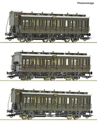 Roco 6200254 H0 RO 3-tlg. Set: Personenwagen der DRG 3. Klasse, Gattung C3 pr 11, Gattung C3 pr11, Gattung C pr21