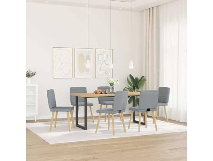 KFPOERTFGD 6 Esszimmerstühle Stoff-Polsterung Metall-Holzgestell Hellgrau 6er Set, Stabiles Gestell, Ergonomische Rückenlehne, Modernes Design