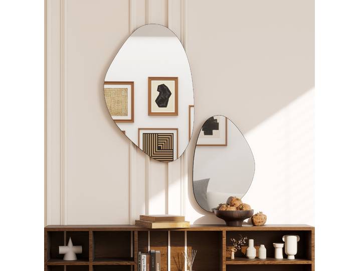 HOMCOM Lot de 2 Miroirs Muraux Cadre Métal Noir 70x46cm