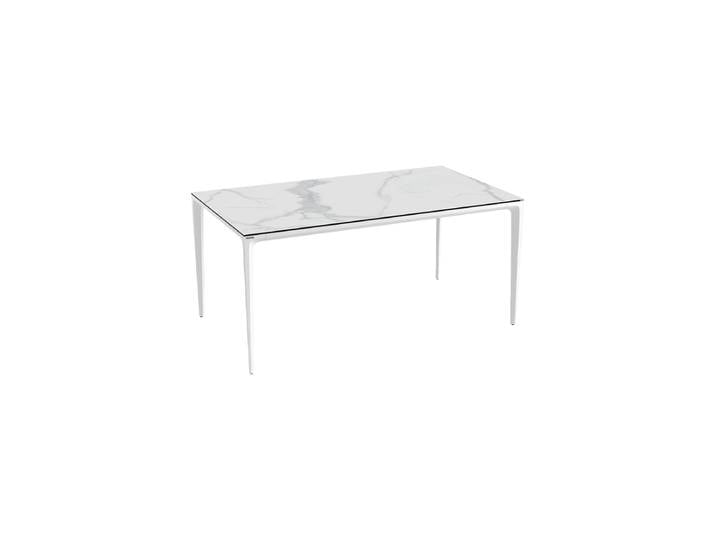 Design Gartentisch „Mallorca“ aus Keramik, Marmor hell / Weiss 160 x 90 cm Akante Design