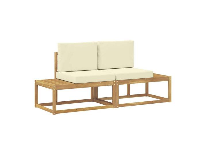 vidaXL Sofaelement Outdoor End Sofa mit Kissen 2 Stück Weiß Massivholz (2 St)