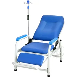 VEVOR Medizinischer Stuhl mit IV-Infusionsständer Infusionsstuhl 181kg, Stahlkonstruktion, 90-160° Verstellbar, Mit Gepolstertem Sitz Fußstütze & Aufbewahrungskorb, Für Krankenhäuser Pflegeheime