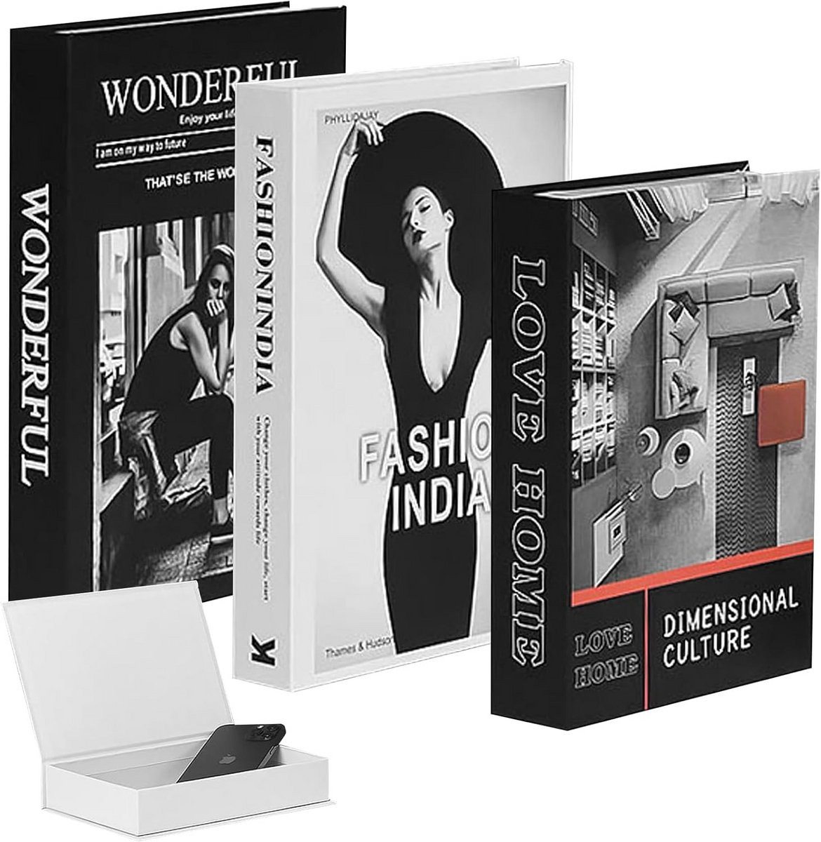 Set van 3 decoratieve boeken voor woondecoratie en opslag