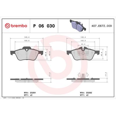 Brembo Bremsbelagsatz, Scheibenbremse [Hersteller-Nr. P06030] für Mini