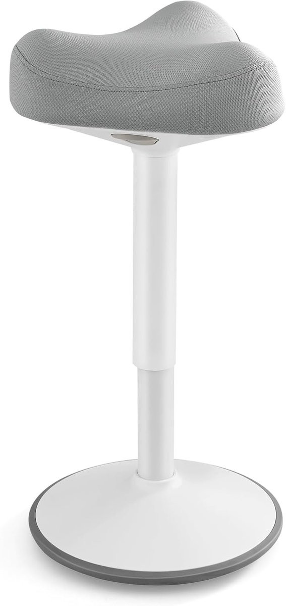 SONGMICS Staande Kruk, 360° Draaibare Bureaustoel, In hoogte verstelbaar 58–83 cm, Grijs