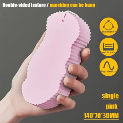 Uplift Curations Soft Sponge Body Scrubber Gentle Exfoliating Bath & Shower Scrub Sponge pink