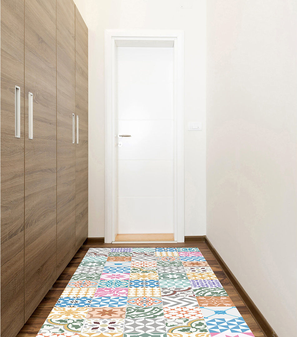 World Menagerie Arsenault Joy Collage Kitchen Mat Blue;Gey Rectangle 80 x 300cm