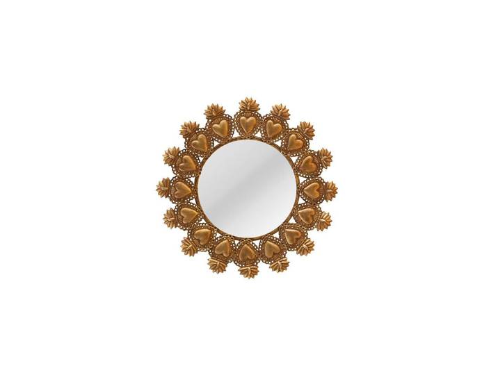 Miroir en fer or, conique, à fixer - Chehoma, D'ex-voto - 41x41x1