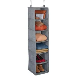 Relaxdays Kleiderschrank Hängeregal mit 6 Fächern Grau,Schwarz