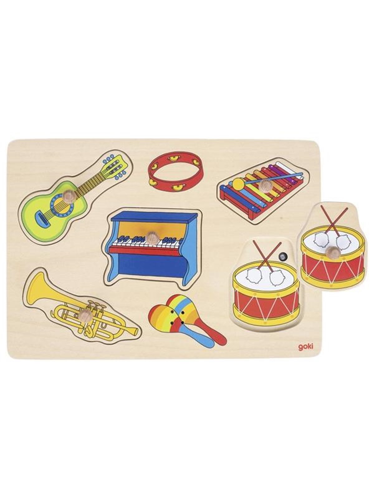 Goki Peg Puzzle - Musical Instruments with Sound 5 Pieces Holz