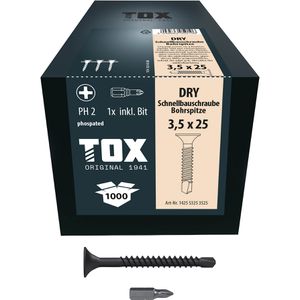 Tox Schnellbauschrauben 142553253525, DRY BS, 3,5 x 25mm, Feingewinde, Bohrspitze, magaziniert, 1000 Stück