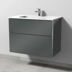 Sanipa 3way Waschtisch-Set mit Keramik-Waschtisch Design und Unterbau, Anthrazit-Glanz, BS48079 BS48079